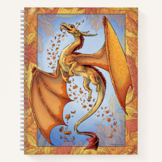 Orange "Dragon of Autumn" Fall Leaves Fantasy Art Notebook