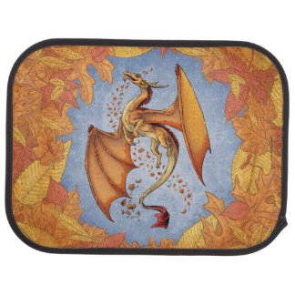 Orange Dragon of Autumn Fantasy Art Car Mat