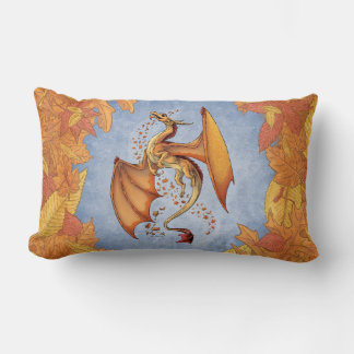 Orange Dragon of Autumn Fantasy Art Lumbar Pillow