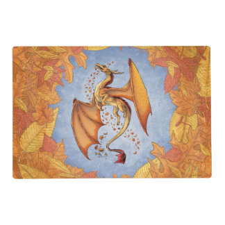 Orange Dragon of Autumn Fantasy Art Placemat