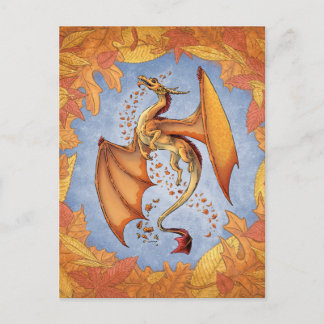 Orange Dragon of Autumn Fantasy Art Postcard