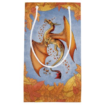 Orange Dragon Of Autumn Fantasy Art Small Gift Bag by critterwings at Zazzle