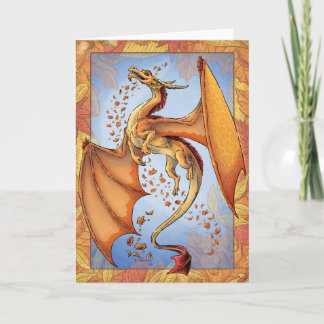 Orange Dragon of Autumn Nature Fantasy Art Card