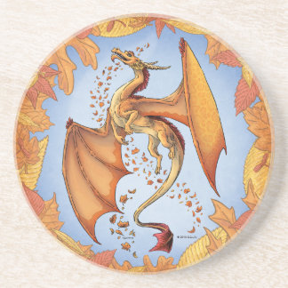 Orange Dragon of Autumn Nature Fantasy Art Coaster