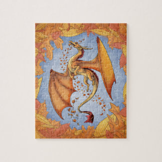 Orange Dragon of Autumn Nature Fantasy Art Jigsaw Puzzle