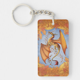 Orange Dragon of Autumn Nature Fantasy Art Keychain