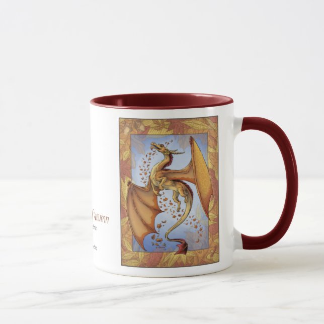 Orange Dragon of Autumn Nature Fantasy Art Mug (Right)