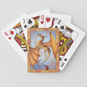 Orange Dragon Of Autumn Nature Fantasy Art Playing Cards by critterwings at Zazzle