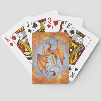 Orange Dragon of Autumn Nature Fantasy Art Poker Cards