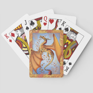 Orange Dragon of Autumn Nature Fantasy Art Poker Cards