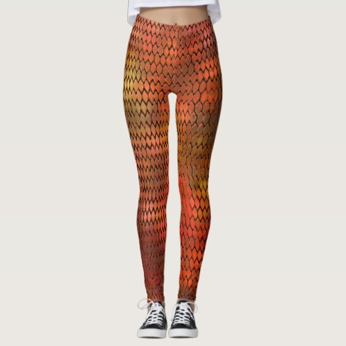 Orange Dragon Scales Leggings