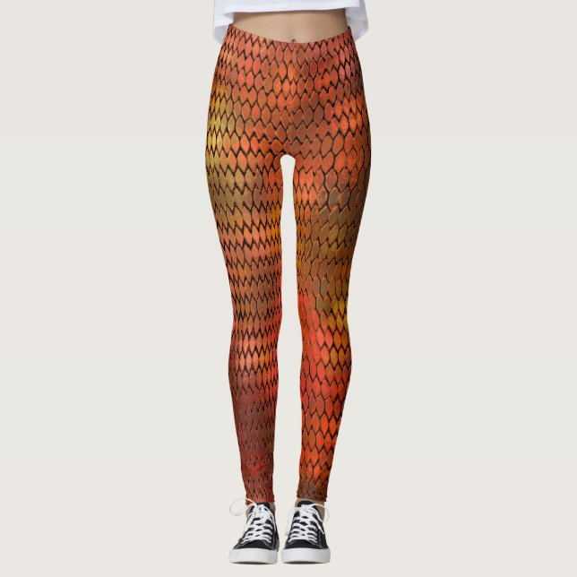Orange Dragon Scales Leggings (Front)