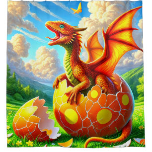 Orange Dragon Shower Curtain