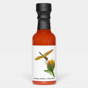 Orange Dragonfly on Yellow Rosebud Hot Sauces