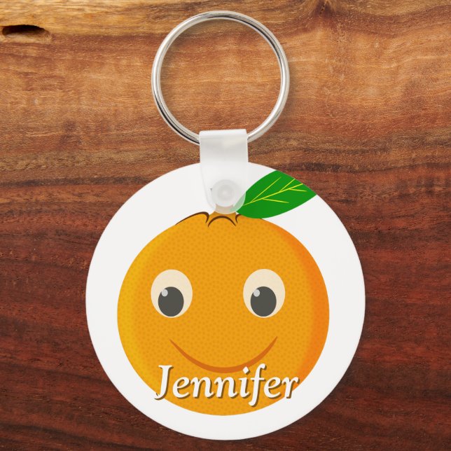 Orange Drawing Custom Name Keychain (Front)