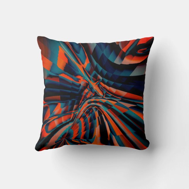 Orange drawing of squares aligned on twisted base  throw pillow (Back)