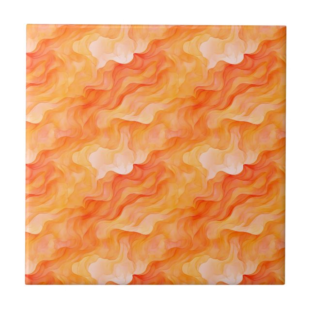 Orange Dream Waves  Ceramic Tile (Front)