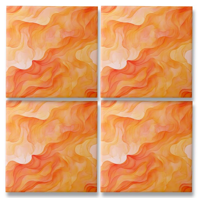 Orange Dream Waves  Ceramic Tile (Creator Uploaded)