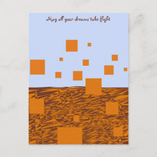 Orange Dreams Take Flight Floating Blocks Squares Postcard