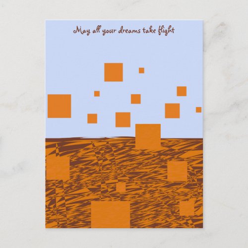Orange Dreams Take Flight Floating Blocks Squares  Postcard