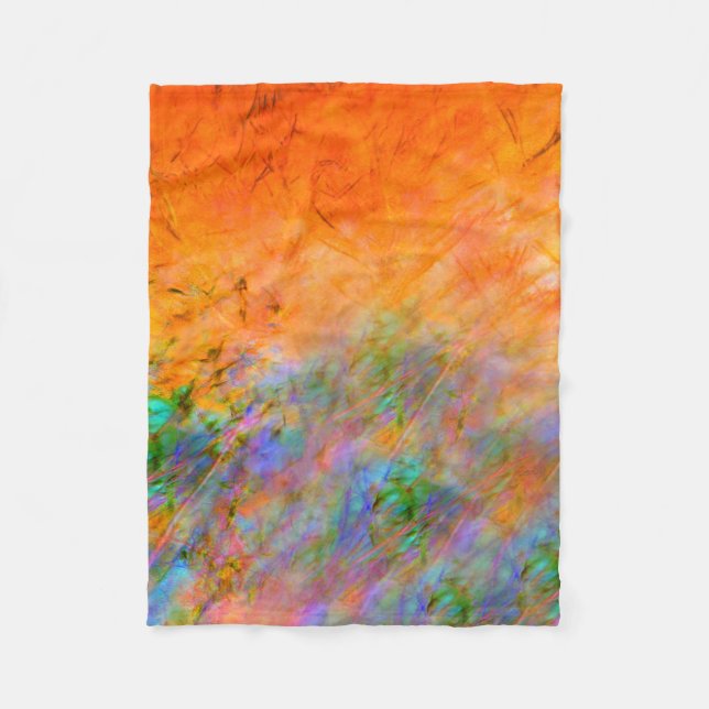 Orange Dreamscape Fleece Blanket (Front)