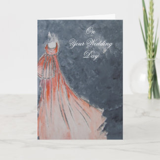 Orange Dress Wedding Card