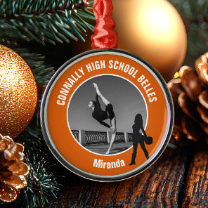 Orange Drill Team Photo Dancer Christmas Metal Ornament