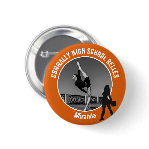 Orange Drill Team Photo High School Dancer Button