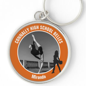 Orange Drill Team Photo High School Dancer Keychain