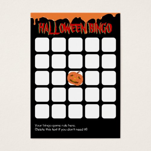 Orange Drips Pumpkin 5x5 Halloween Bingo Card