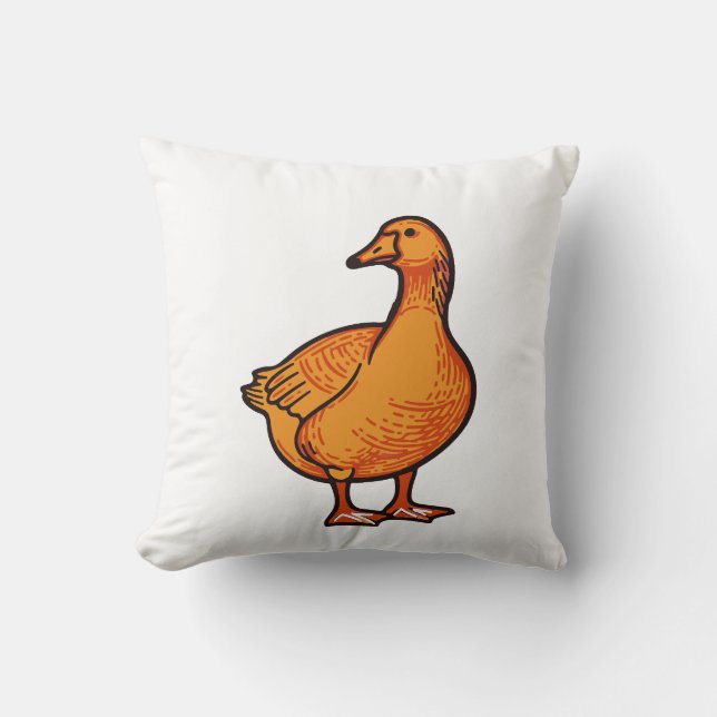 Orange Duck – Cute and Playful Animal Throw Pillow (Front)