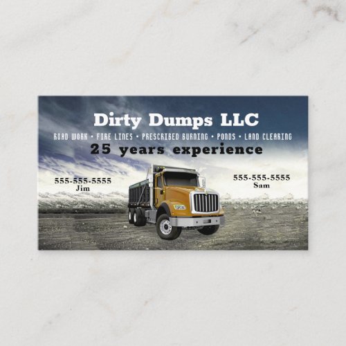 Orange Dump Truck Business Card