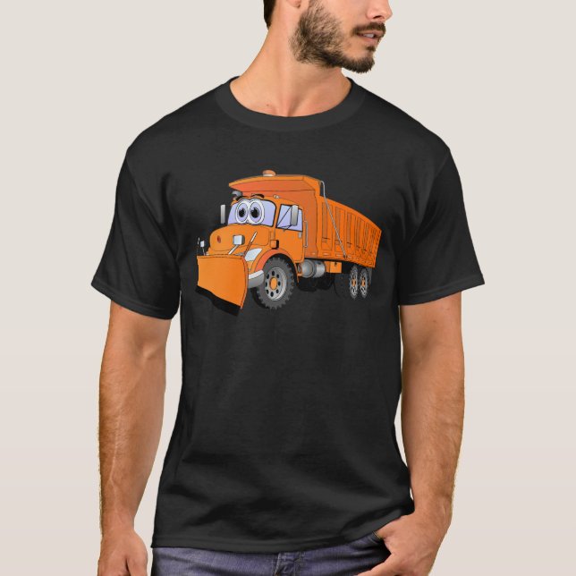 Orange Dump Truck Cartoon T-Shirt (Front)