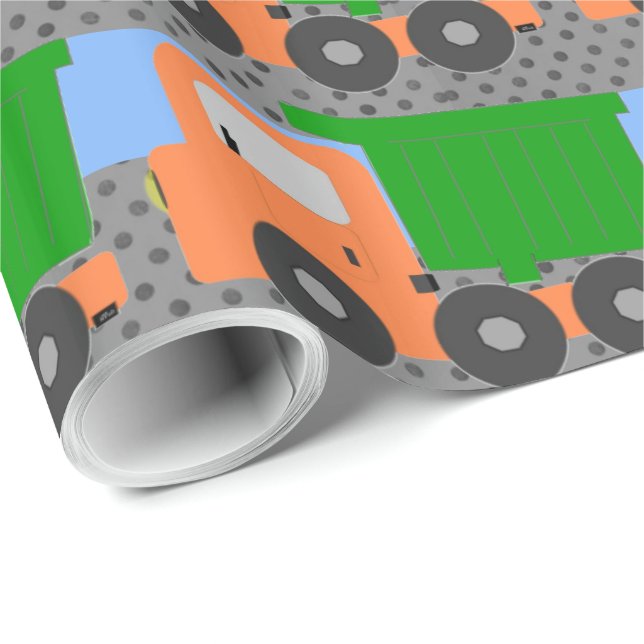 Orange Dump Truck Wrapping Paper (Roll Corner)