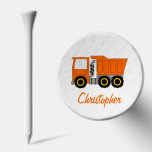 Orange Dumper Truck Design Golf Tees