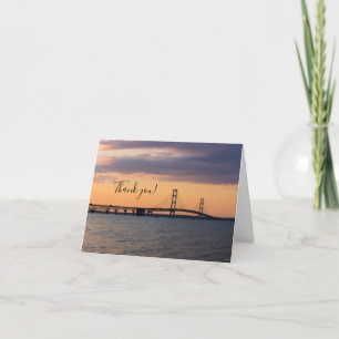 Orange Dusk Mackinac Bridge Thank You Card