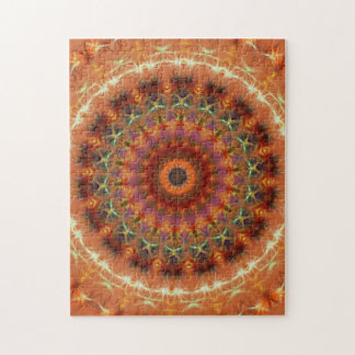 Orange Earth Kaleidoscope Mandala Jigsaw Puzzle