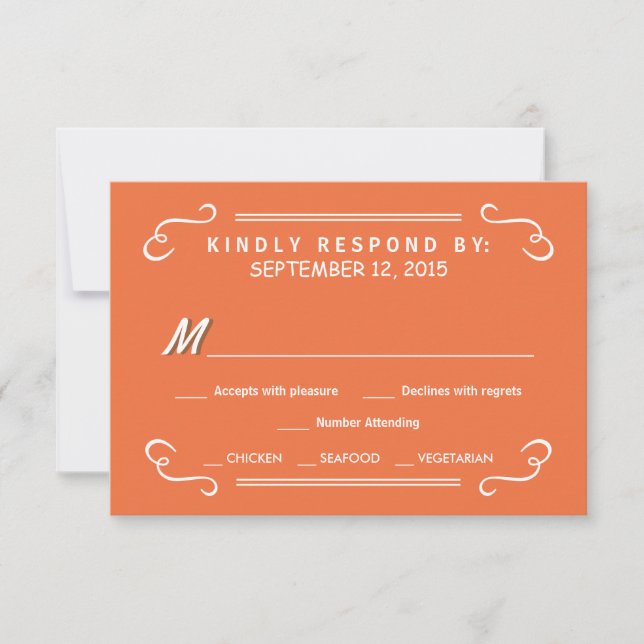 Orange Eat Drink be Married Rustic Wedding Reply RSVP Card (Front)