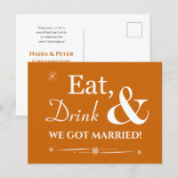 Orange Eat Drink We Got Married Retro Elopement