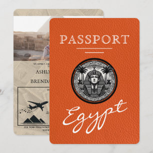 Orange Egypt Passport Wedding Invitation