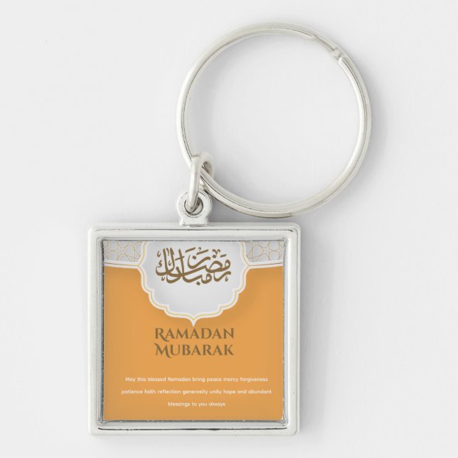 Orange Eid Mubarak  Keychain (Front)