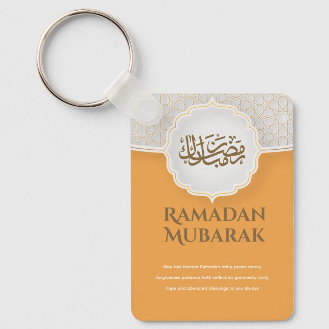 Orange Eid Mubarak  Keychain (Front)