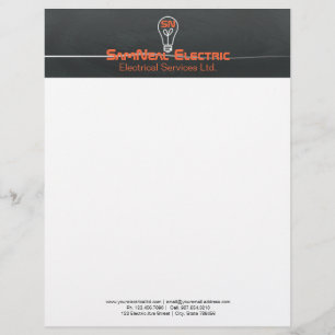 Orange electrician -logo lightbulb design letterhead