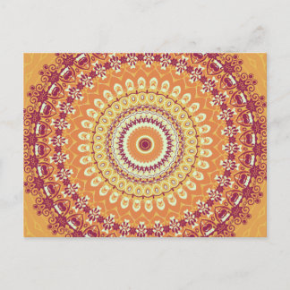 Orange Elegance Mandala Kaleidoscope Postcard