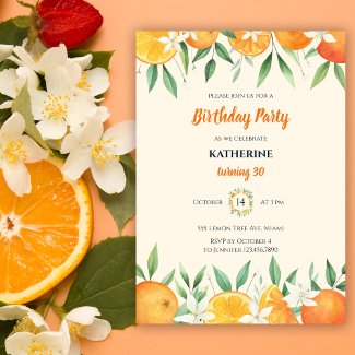 Orange Elegant Citrus Botanical Birthday Party