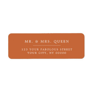 Orange Elegant Classic Simple Return Address Label