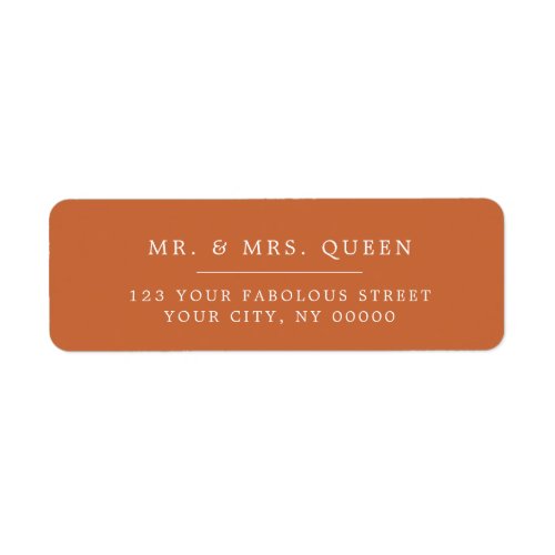 Orange Elegant Classic Simple Return Address Label