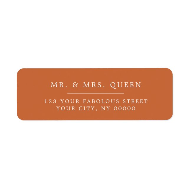 Orange Elegant Classic Simple Return Address Label (Front)