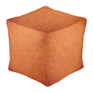 Orange Elegant Leather Look Pouf