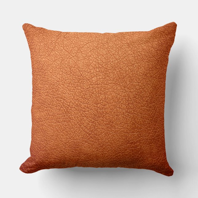 Orange Elegant Leather Look Throw Pillow (Front)
